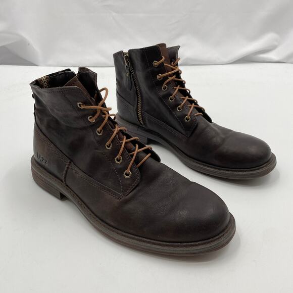 Ugg Dark Brown Leather Lace Up Boots - Picture 2 of 8